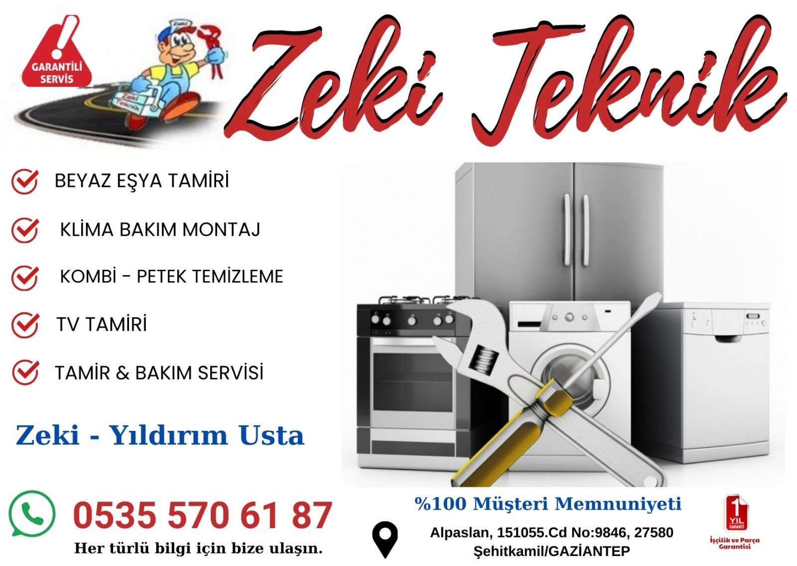 Şehitkamil Beyaz Eşya Servisi